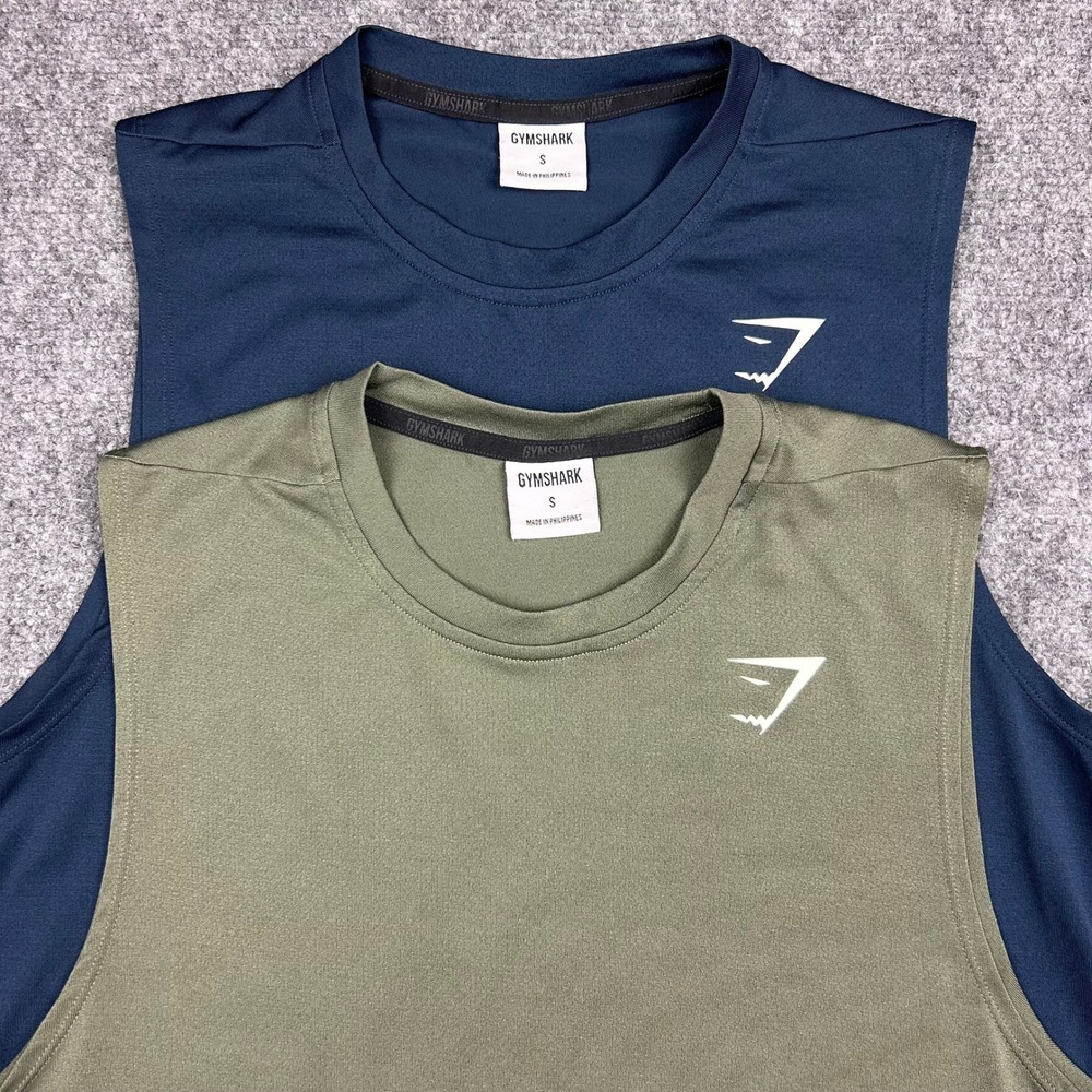 Gymshark Arrival Tank Top Mens S Blue Green 2 Pack Sleeveless Gym A2A1P Slim